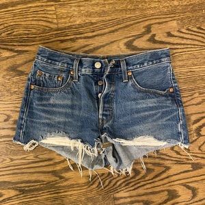 Levi dark wash denim shorts